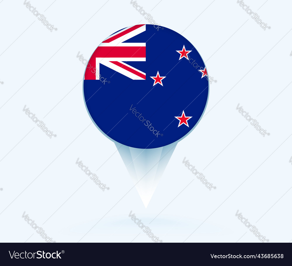 Map pointer with flag of new zealand
