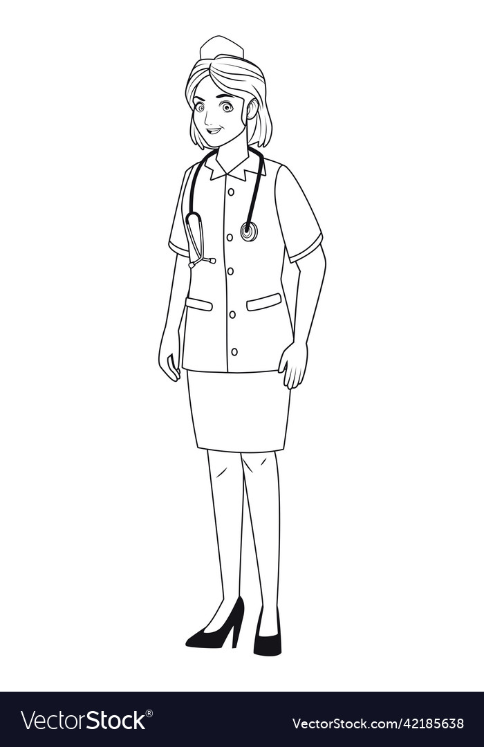 Professional nurse coloring Royalty Free Vector Image