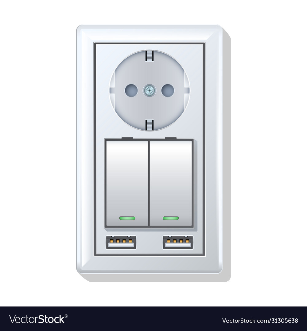 Socket switch iconrealistic icon vector image Socket switch iconrealistic icon