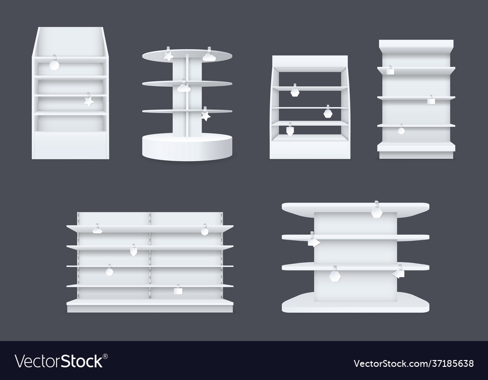 Store shelves with wobbler templates set Vector Image