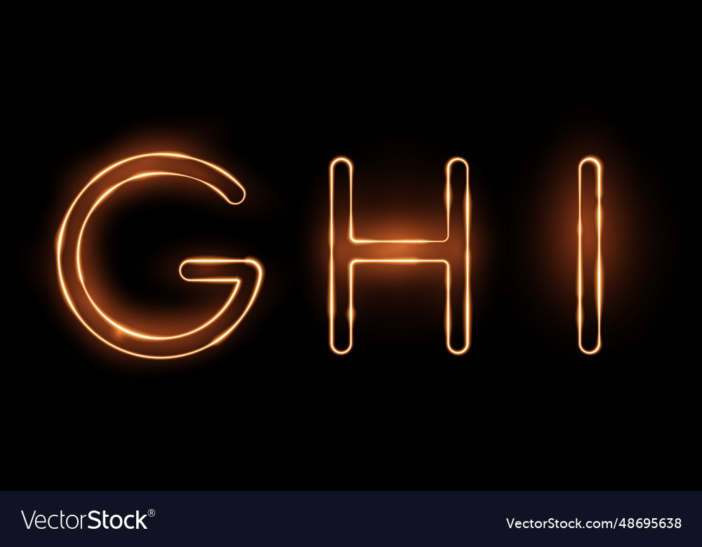 Three letters ghi drawn with a fiery line