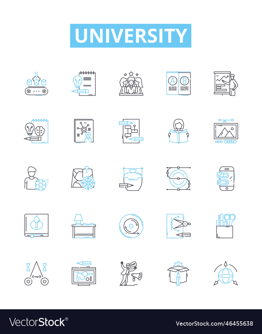 University line icons set college Royalty Free Vector Image