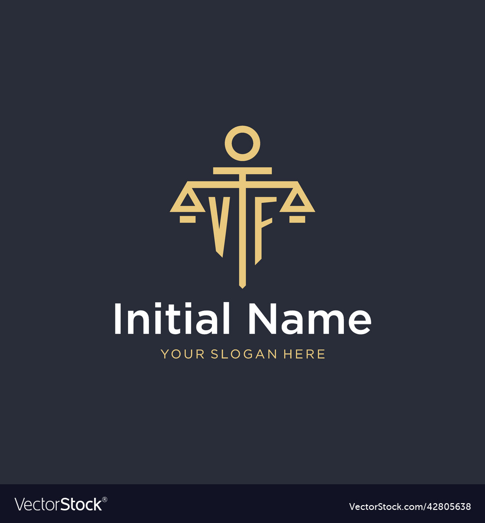 Vf initial monogram logo with scale and pillar