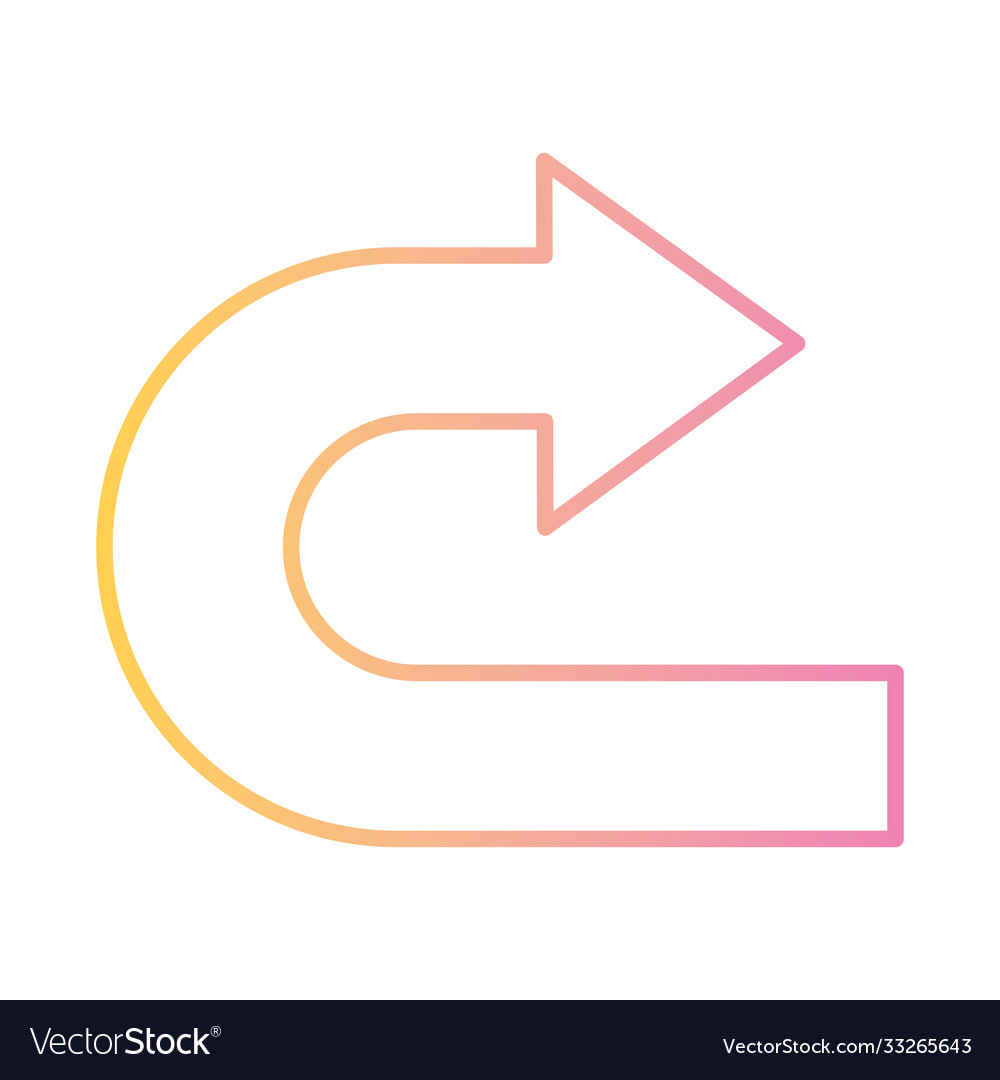 Curved right arrow gradient style icon