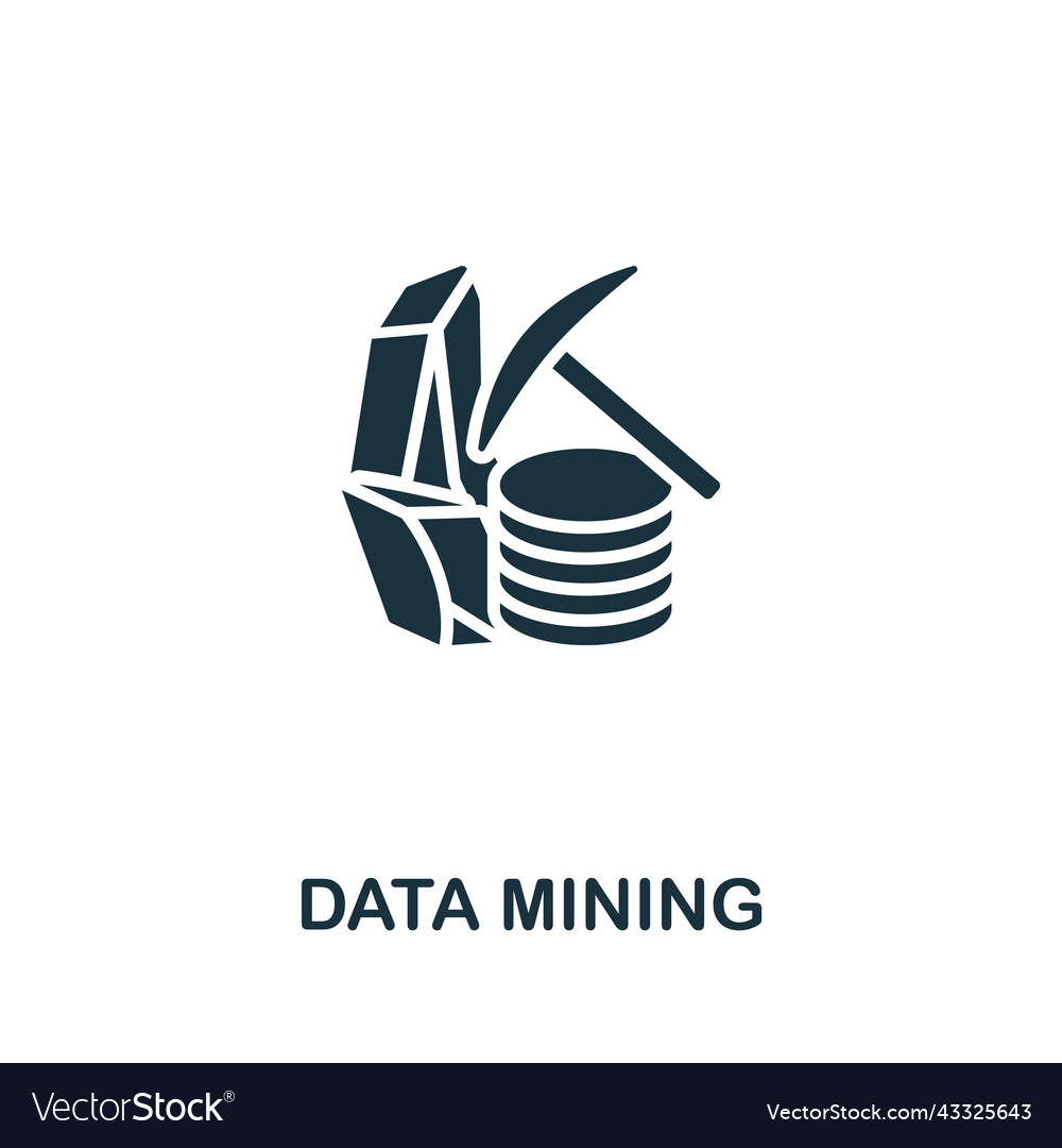 Data mining icon monochrome simple line Vector Image Data mining icon monochrome simple line