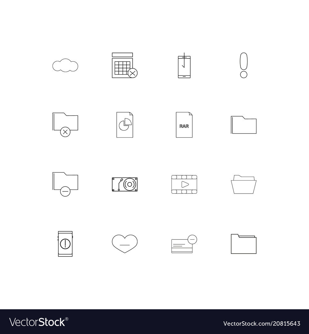 Files and folders sign linear thin icons set