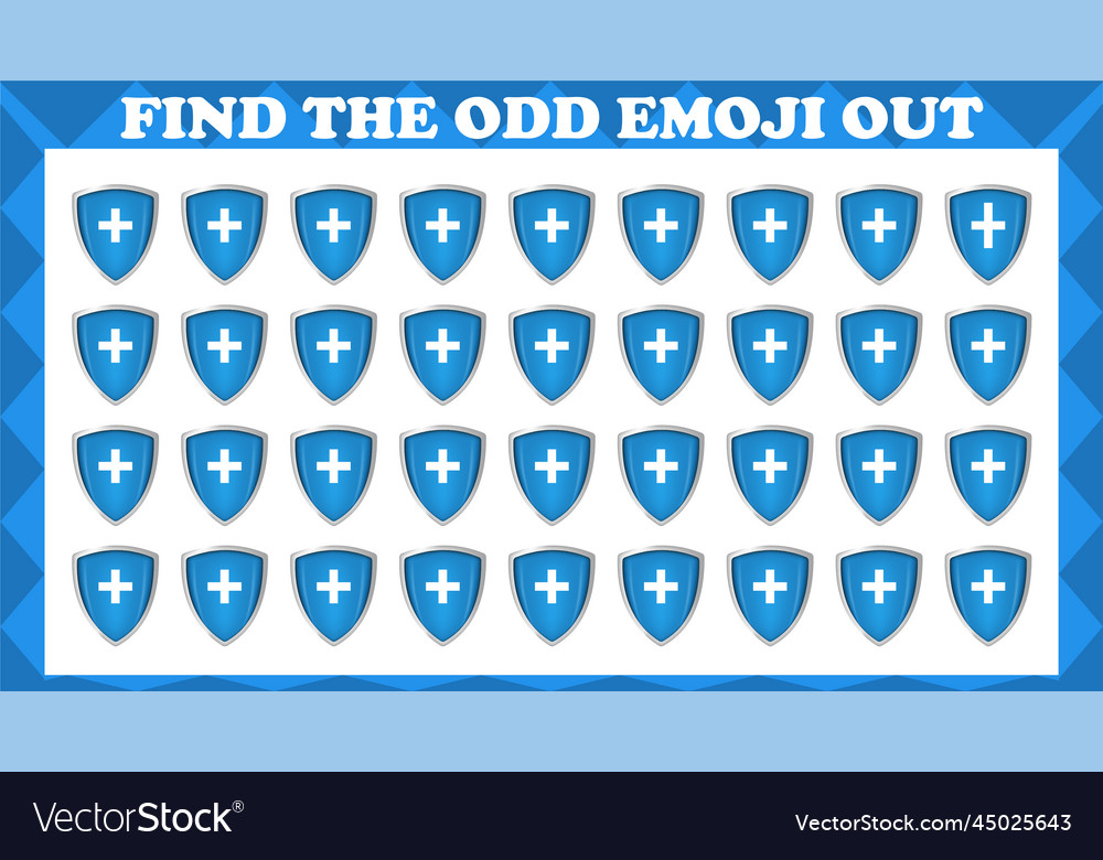 Find the odd emoji out visual logic puzzle game vector image Find the odd emoji out visual logic puzzle game