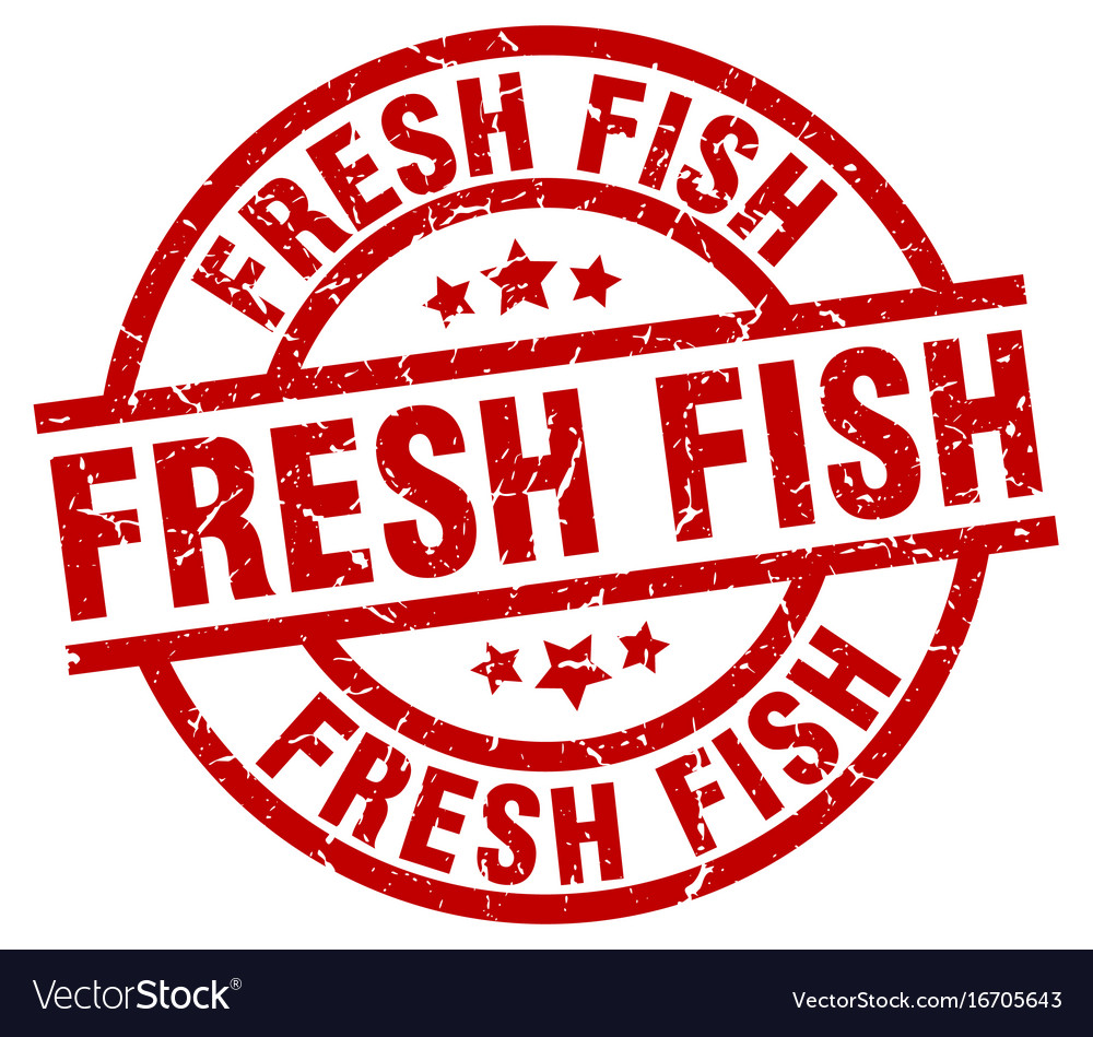 Fresh fish round red grunge stamp