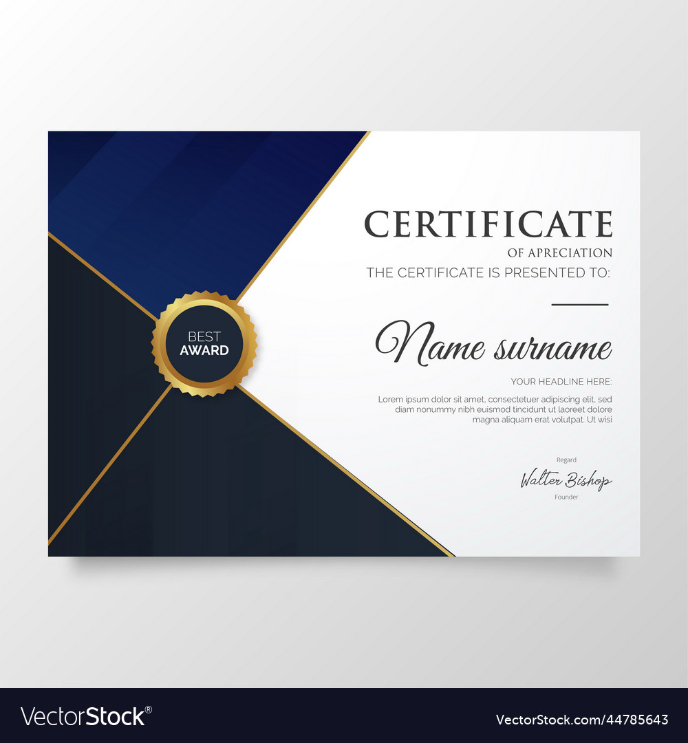 Modern Certificate Appreciation Template Vector Image