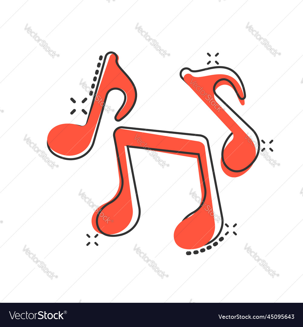 Music note icon in comic style song cartoon Vector Image Music note icon in comic style song cartoon Vector Image