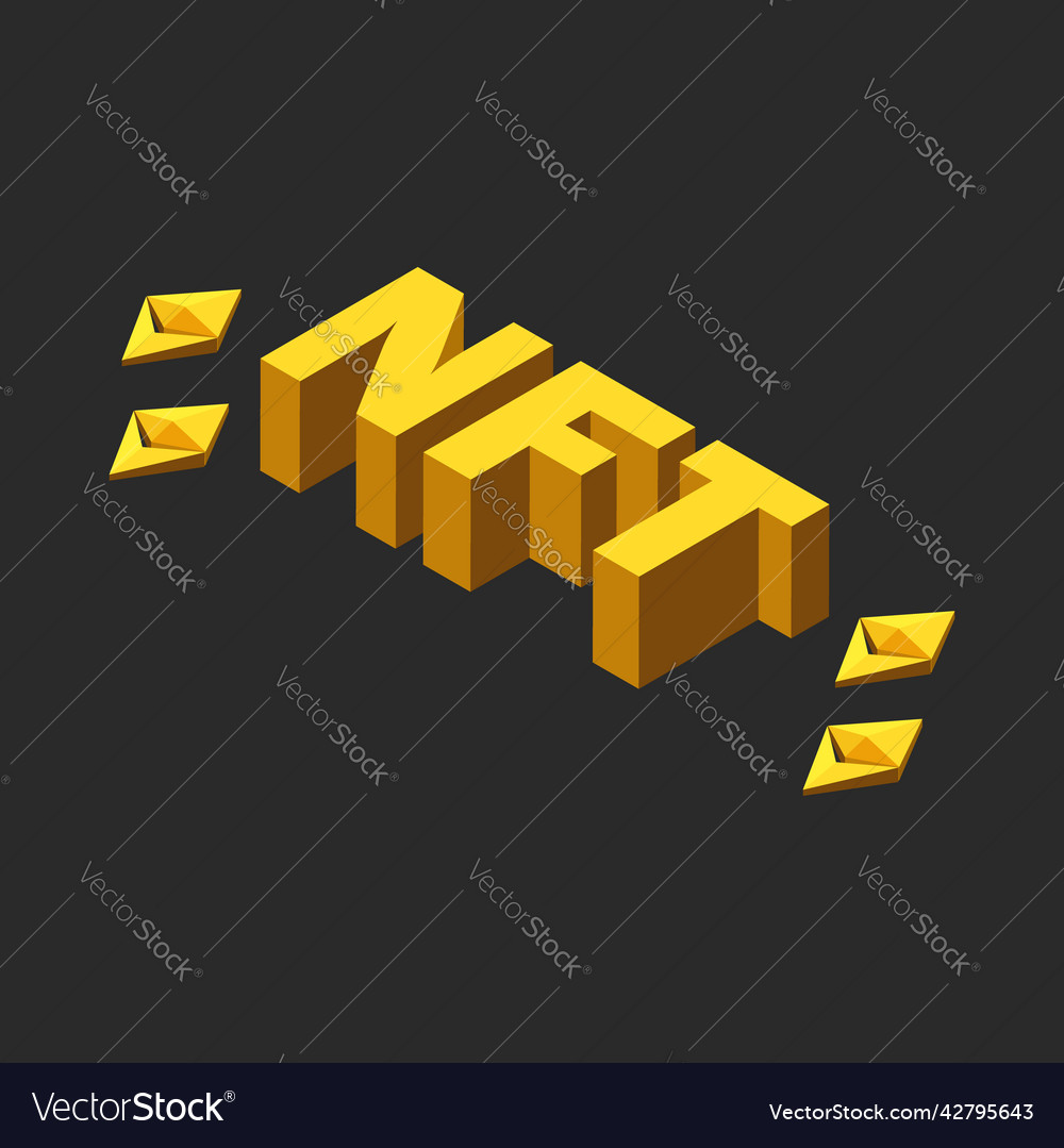Nft token in crypto artwork banner non-fungible vector image Nft token in crypto artwork banner non-fungible