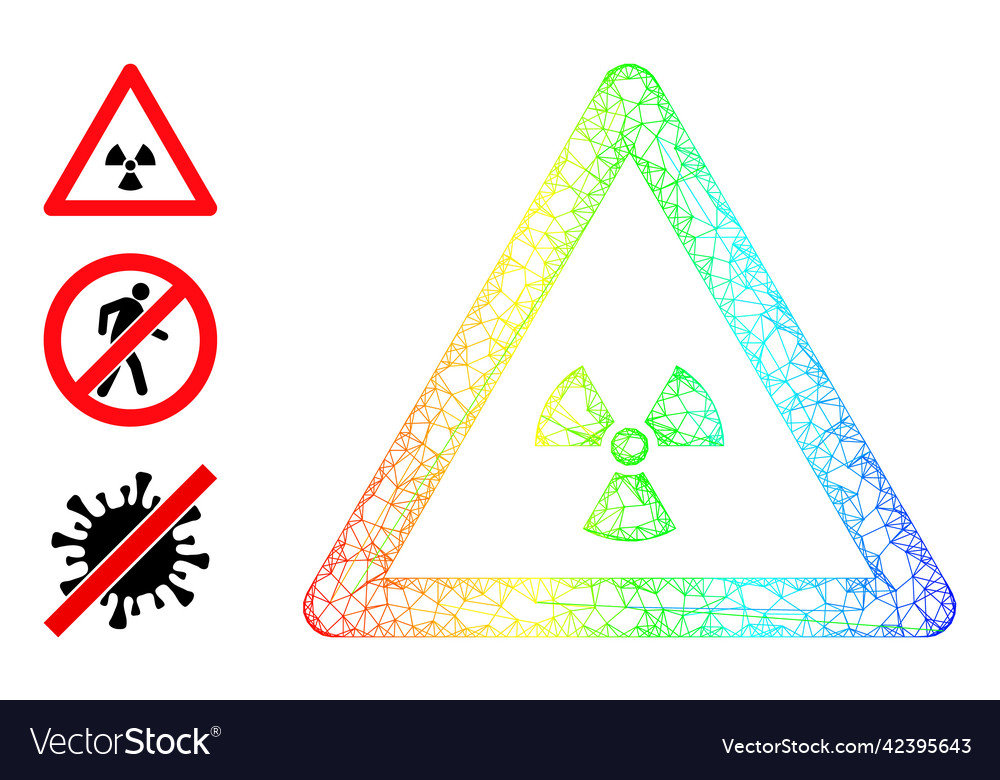 Rainbow gradient net mesh radioactivity warning vector image Rainbow gradient net mesh radioactivity warning