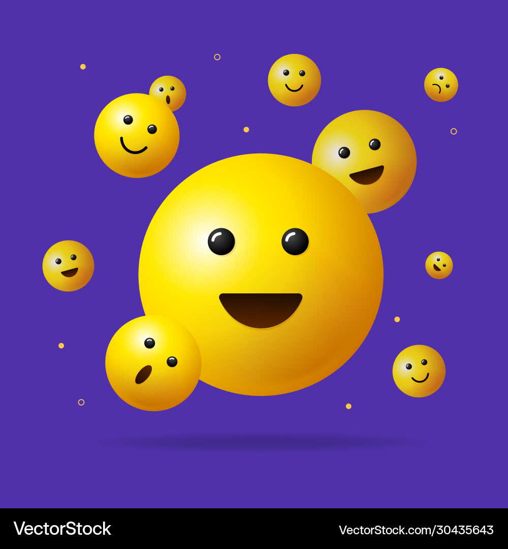Realistic detailed 3d falling emoji sign Vector Image