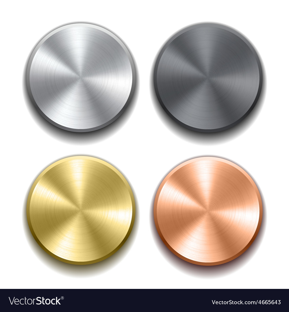 Realistic metal buttons Royalty Free Vector Image