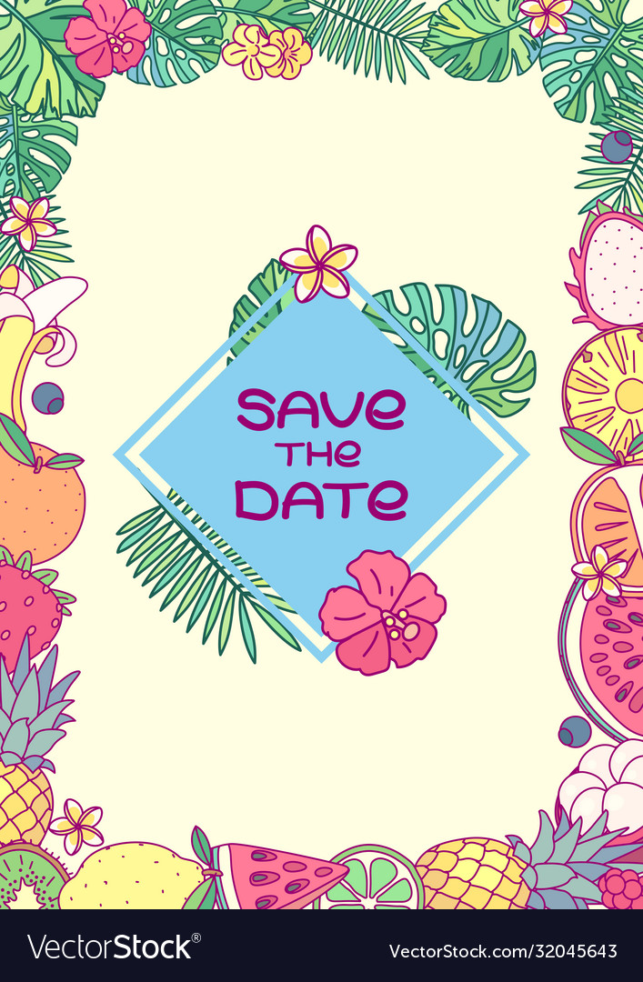 Save date card template vector image Save date card template