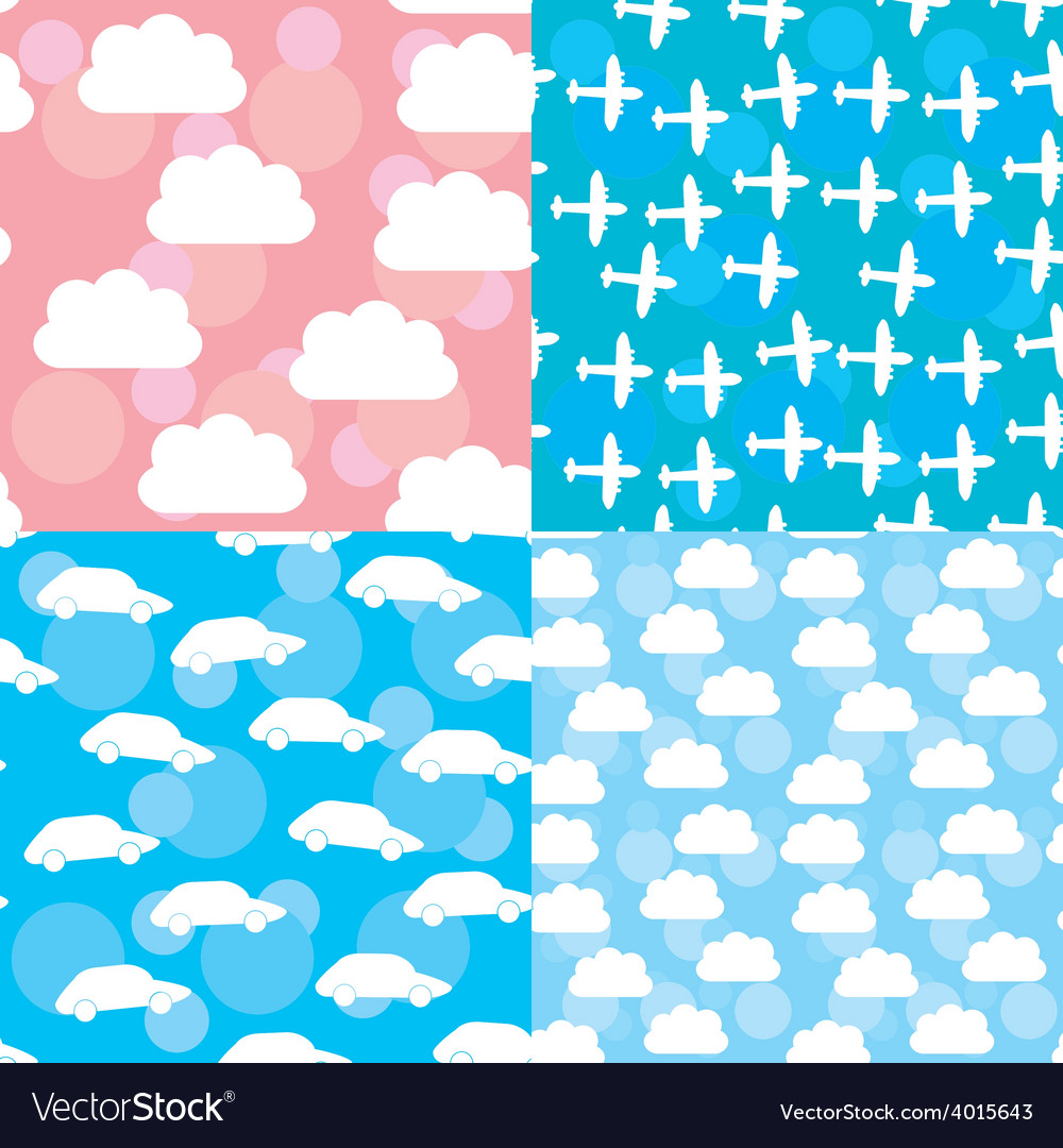 Seamless pattern set sunset sunrise sky clouds