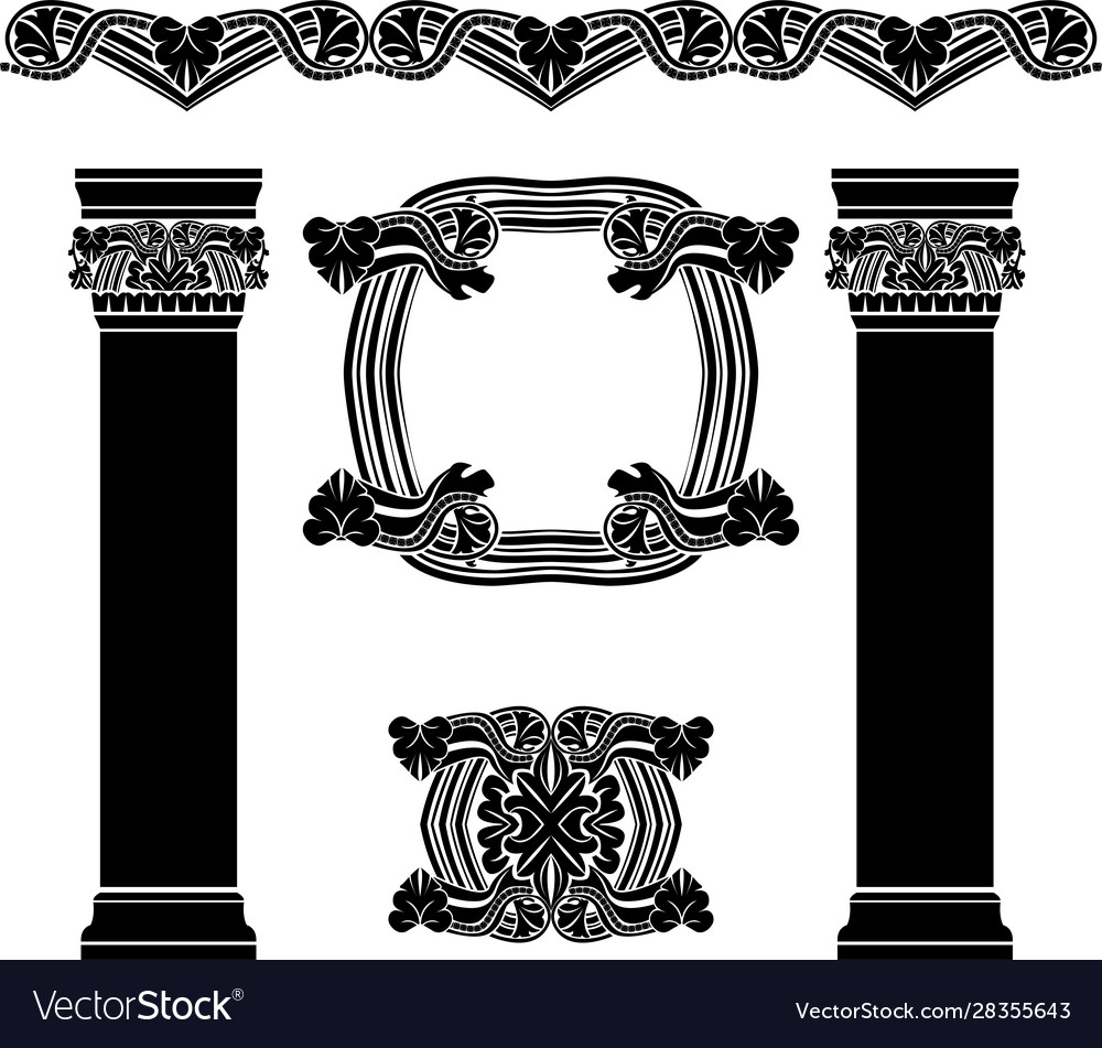 Set decorative elements columns pattern vector image Set decorative elements columns pattern