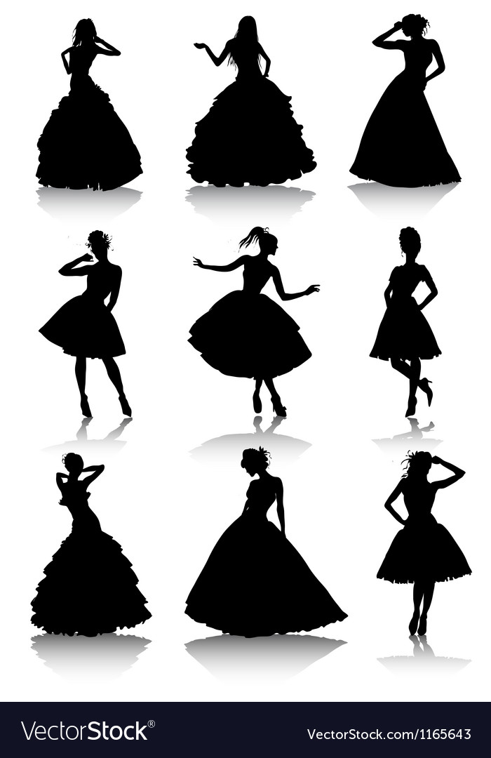 Set various beautiful model girls in dress Vector Image