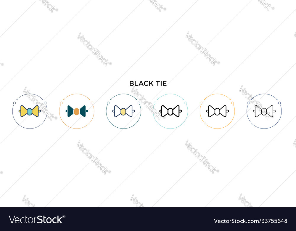 Black tie icon in filled thin line outline