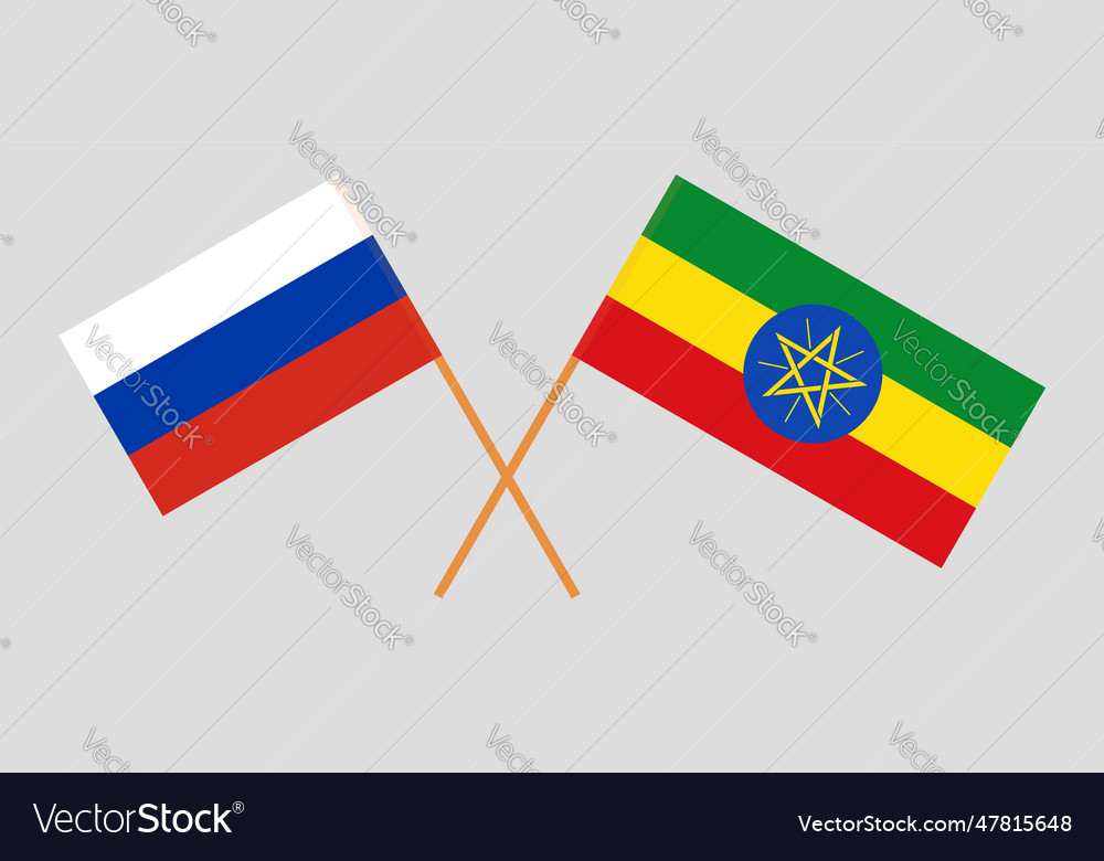 Crossed flags of russia and ethiopia official