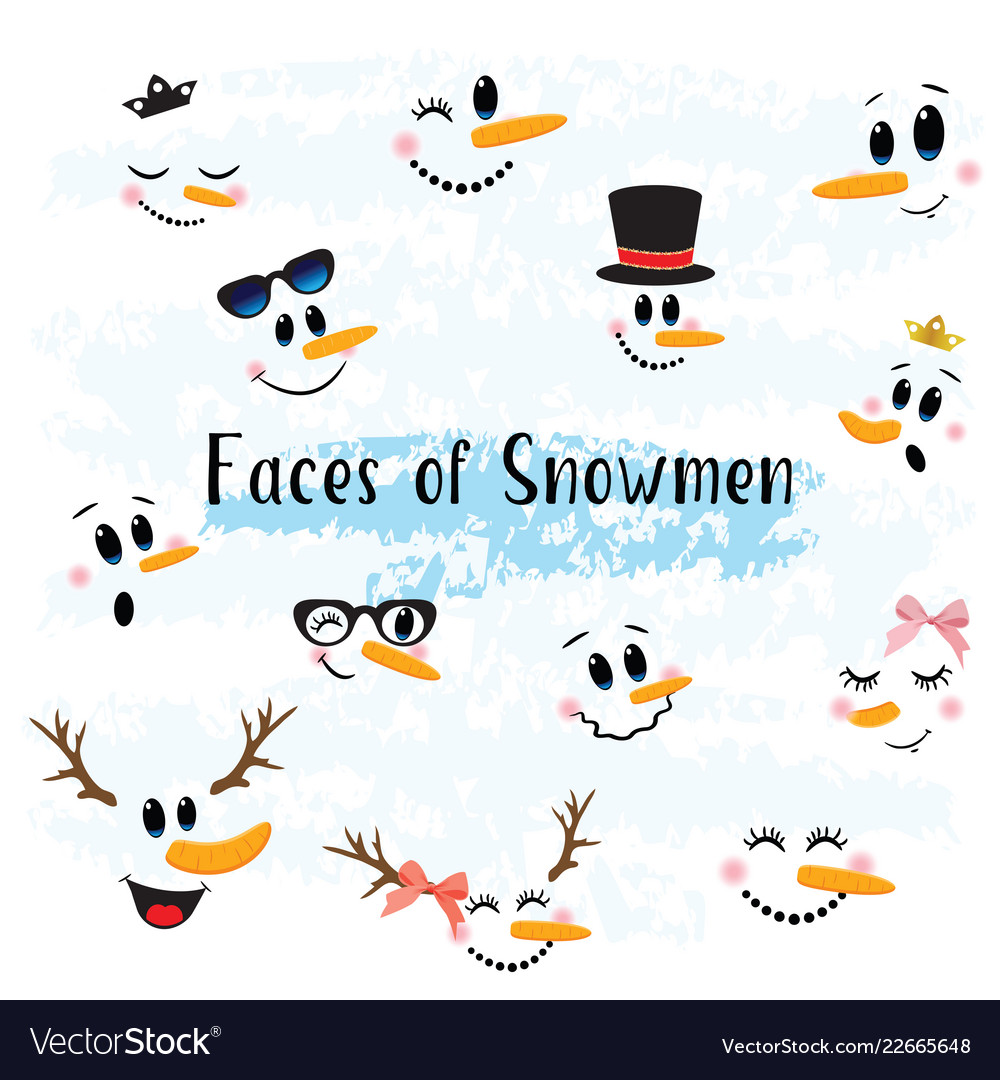Cute Snowman Faces Collection