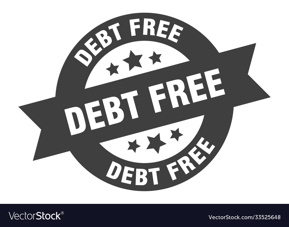 Debt free sign round ribbon sticker isolated tag