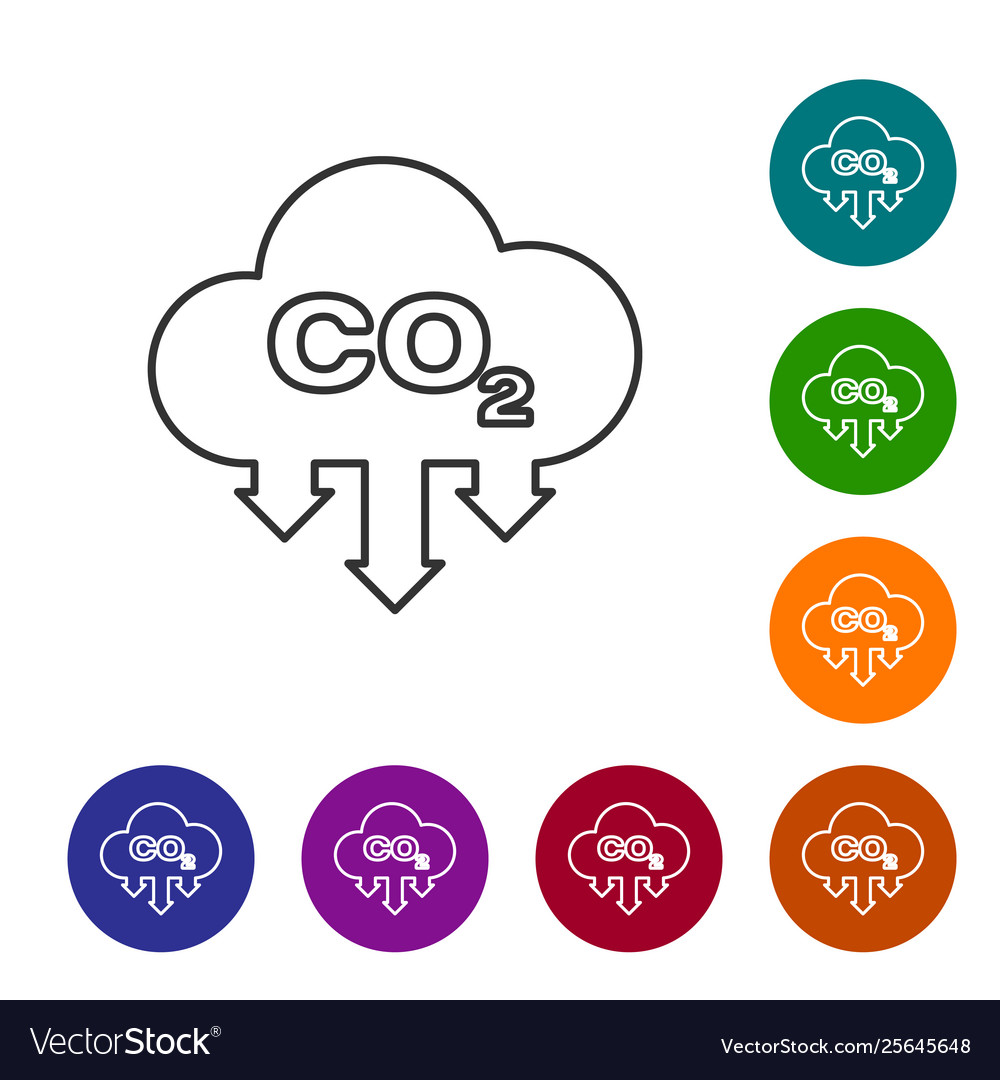 Grey co2 emissions in cloud line icon isolated vector image Grey co2 emissions in cloud line icon isolated