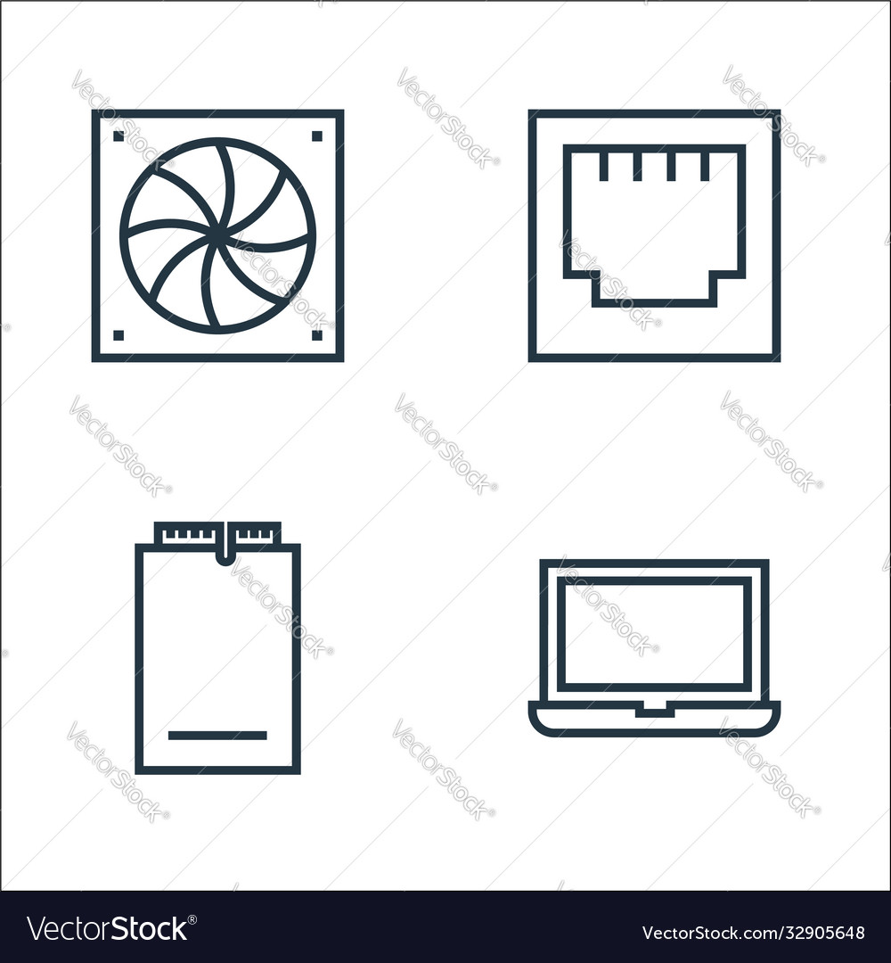 Hardware line icons linear set quality vector image Hardware line icons linear set quality
