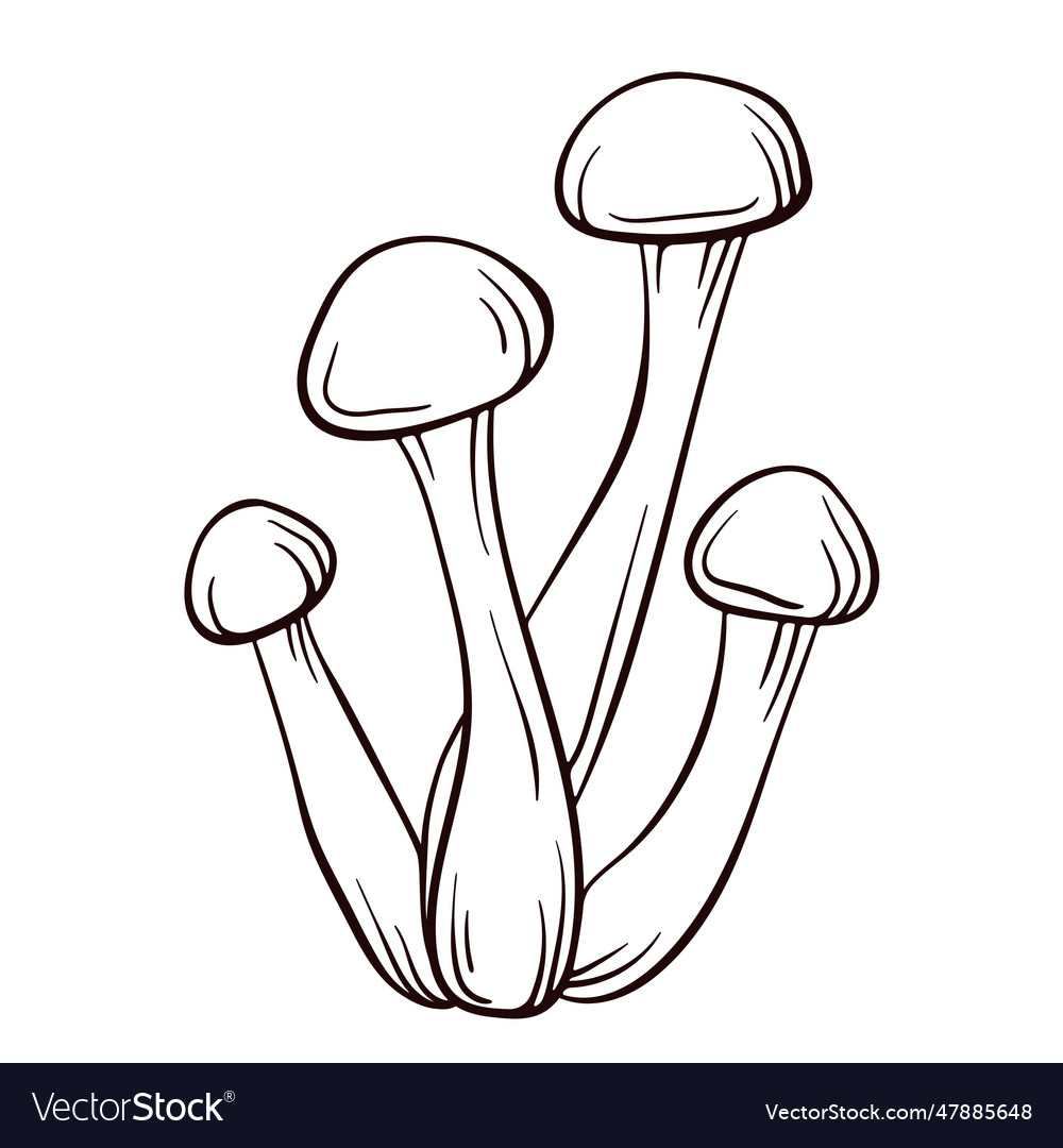 Honey agaric mushroom logo in line art style Vector Image