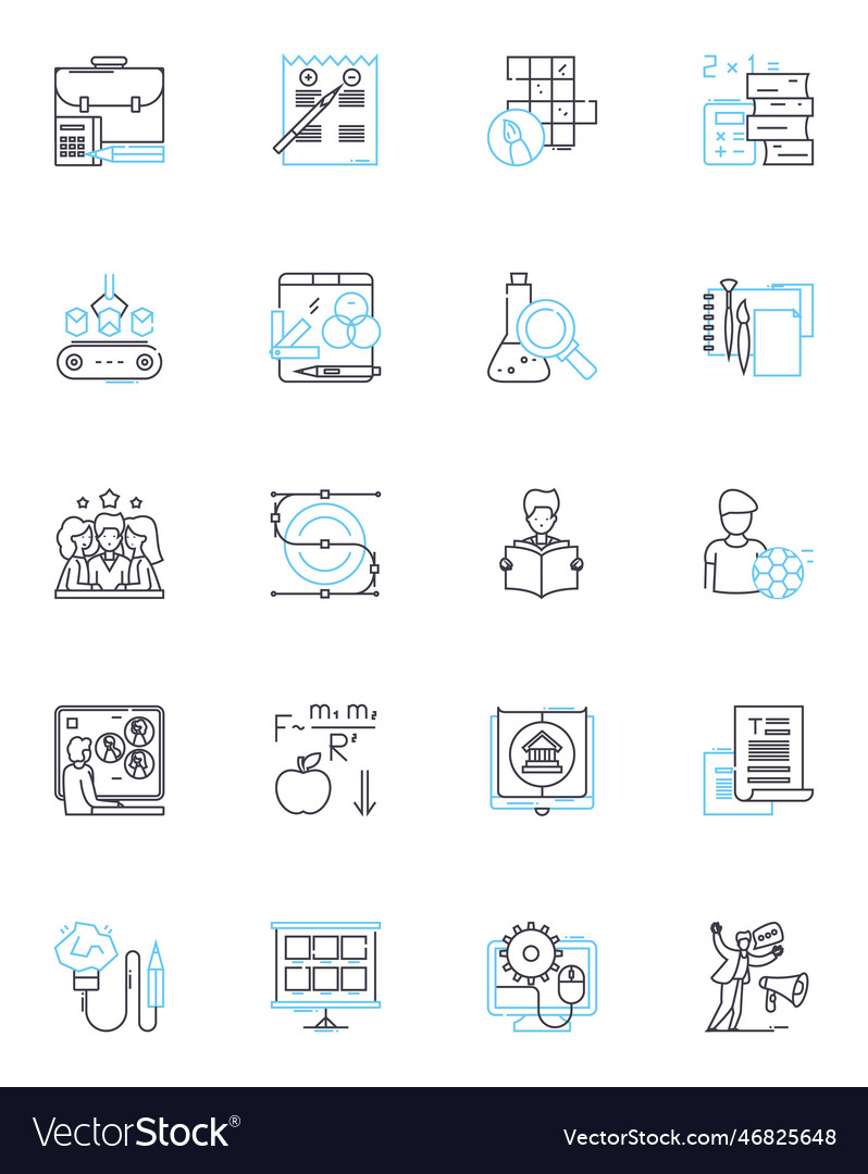 Institute linear icons set learning academics vector image Institute linear icons set learning academics