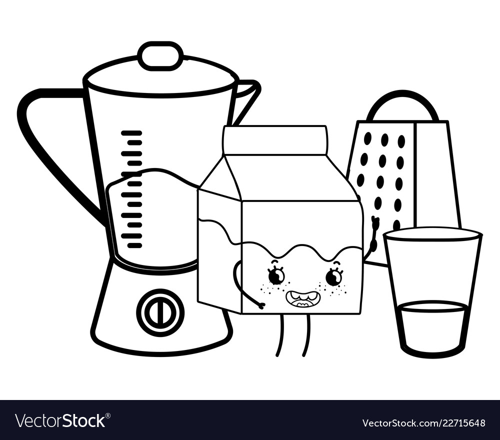 Küchen niedliche Cartoons Utensilien schwarz und weiß vector image Küchen niedliche Cartoons Utensilien schwarz und weiß