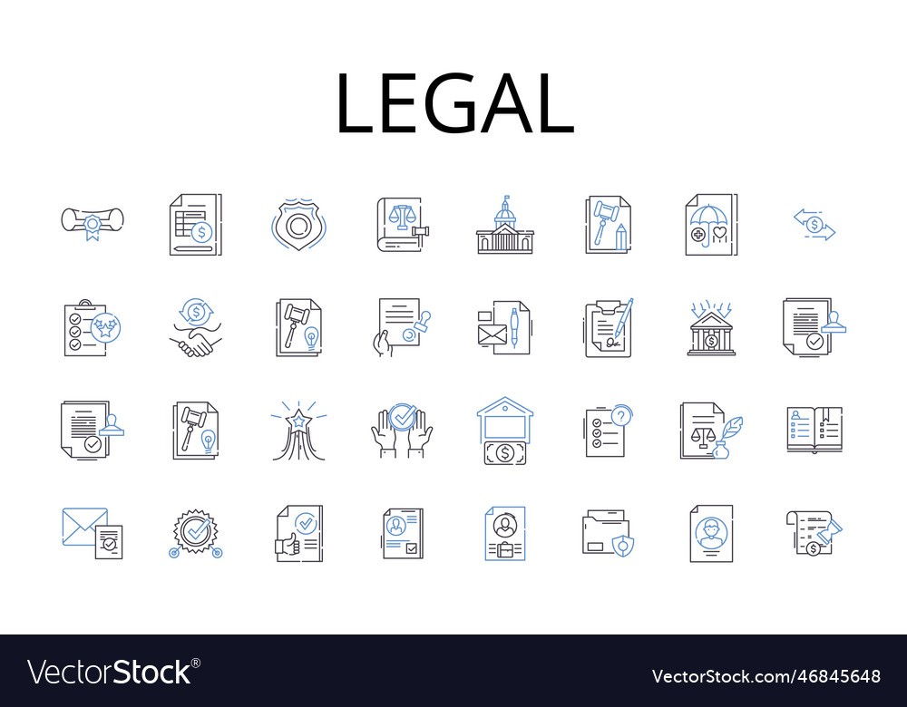 Legal line icons collection lawful authorized Vector Image