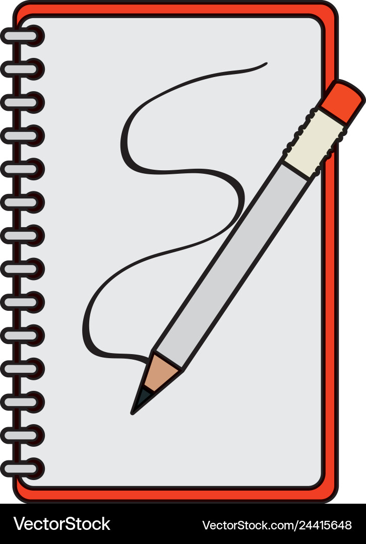 Notepad office with pen Royalty Free Vector Image