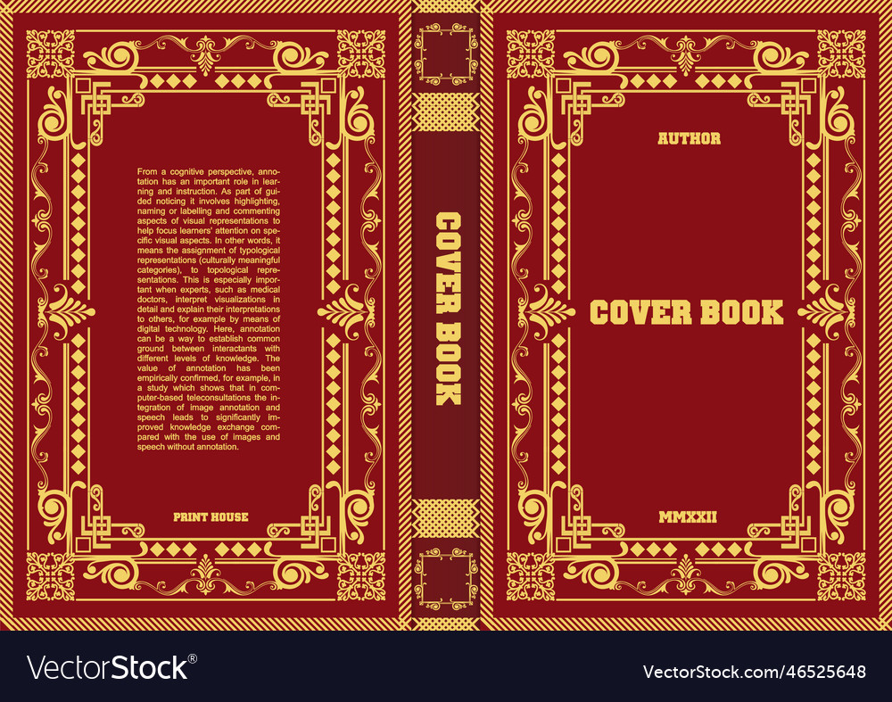 Ornate leather book cover and old retro ornament Vector Image