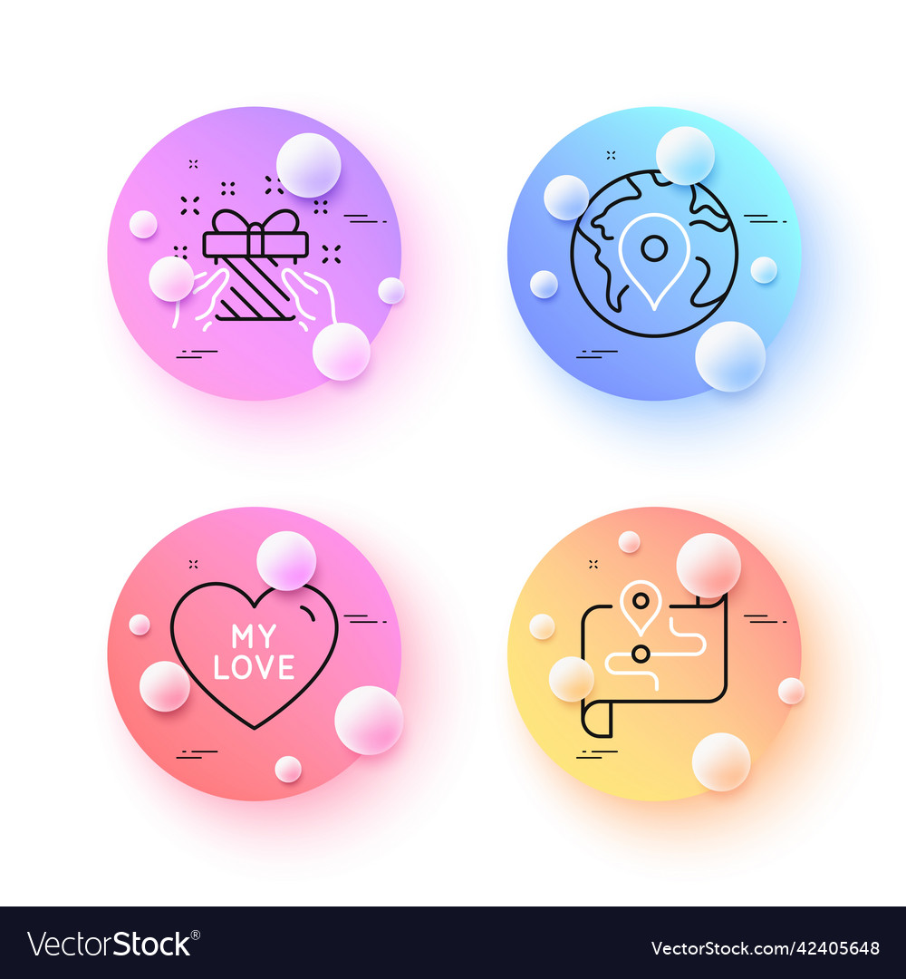 Pin my love and map minimal line icons for web vector image Pin my love and map minimal line icons for web