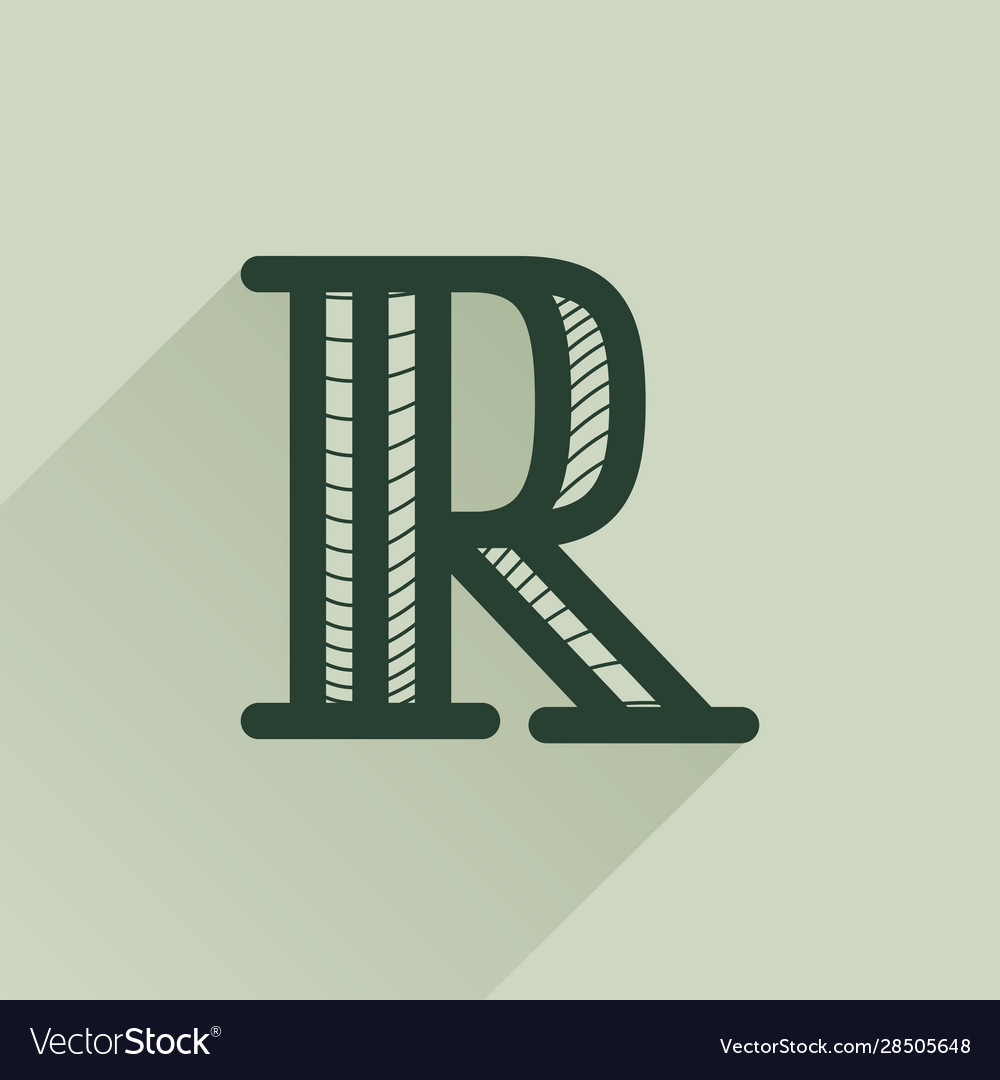 R letter logo in retro money style with line Vector Image