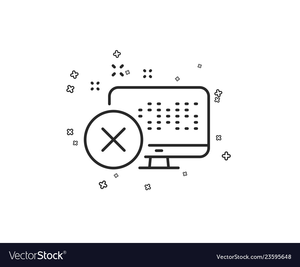 Reject web access line icon decline monitor sign vector image Reject web access line icon decline monitor sign