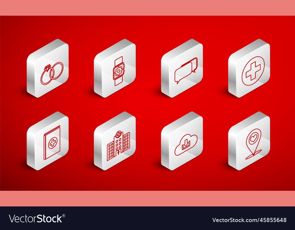 Linienkartenzeiger mit Herz Smartwatch setzen vector image Linienkartenzeiger mit Herz Smartwatch setzen