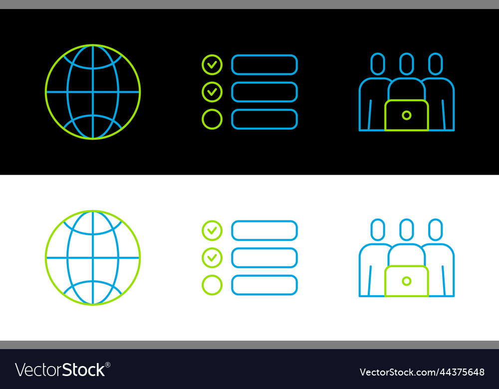 Set line online class social network and task vector image Set line online class social network and task