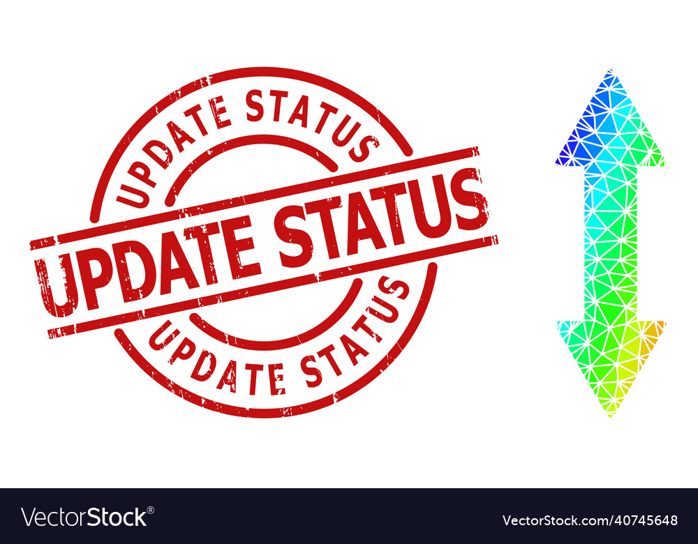 Textured update status stamp print and triangle vector image Textured update status stamp print and triangle