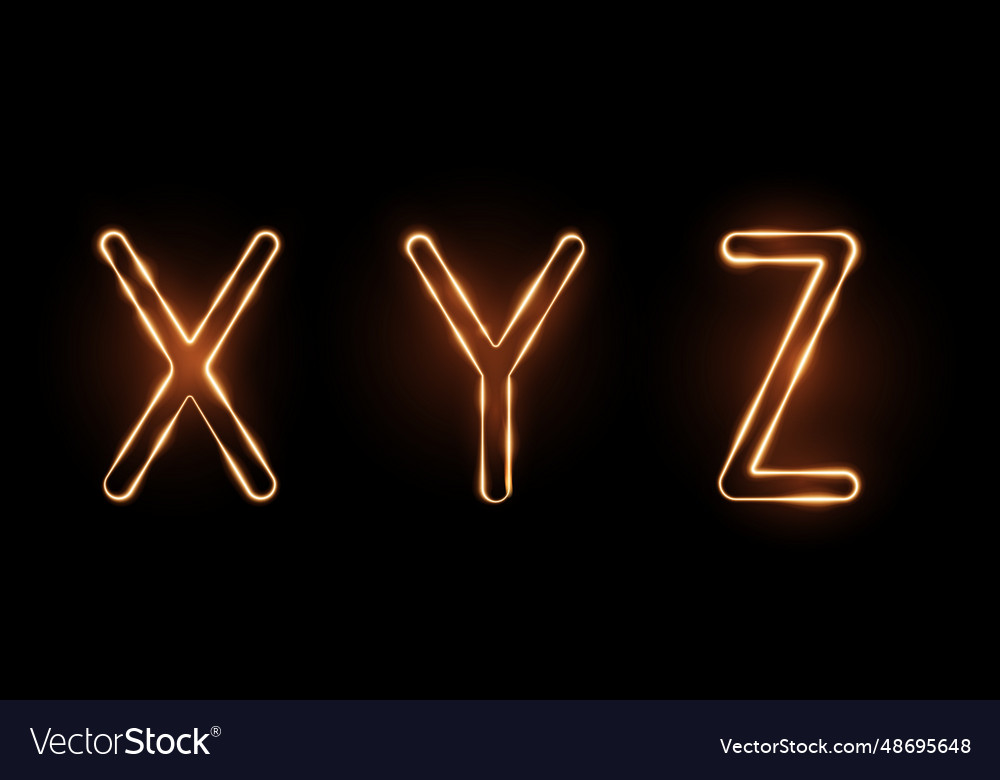 Three letters xyz drawn with a fiery line vector image Three letters xyz drawn with a fiery line