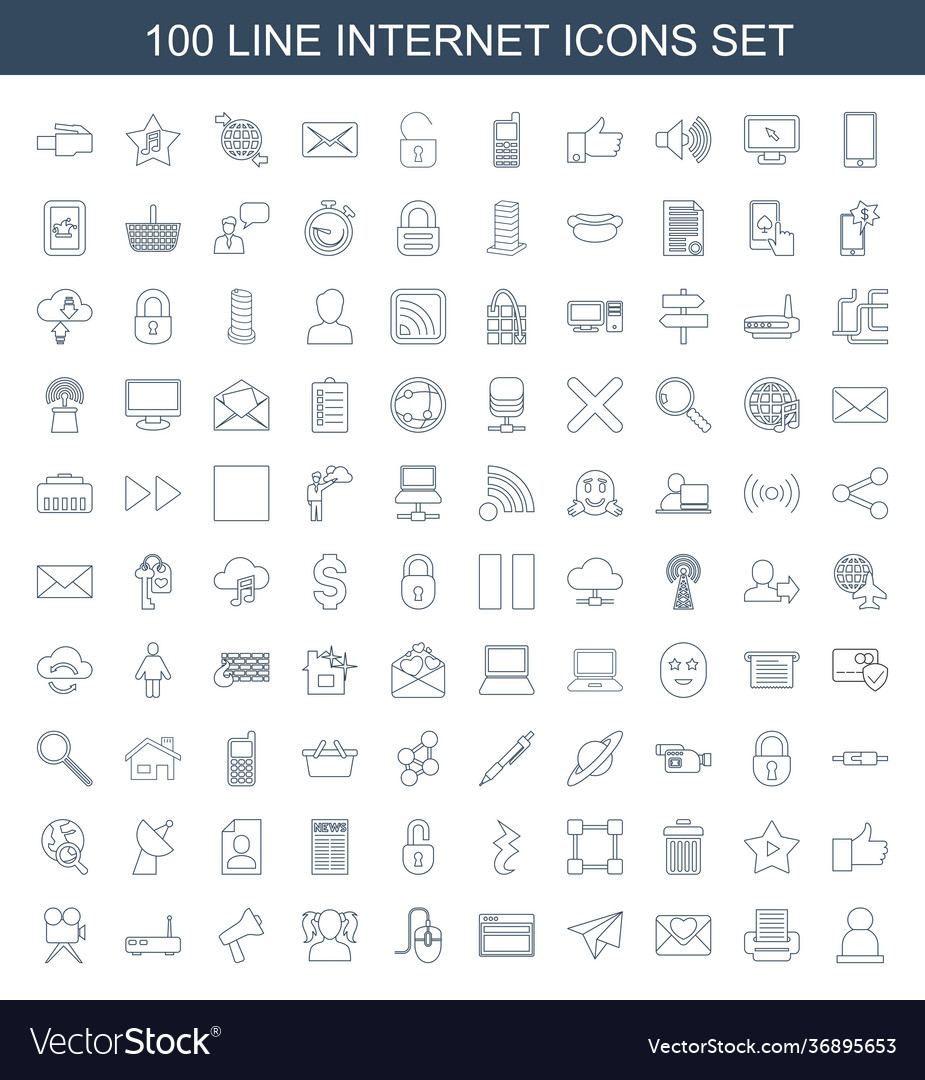100 Internet-Symbole vector image 100 Internet-Symbole
