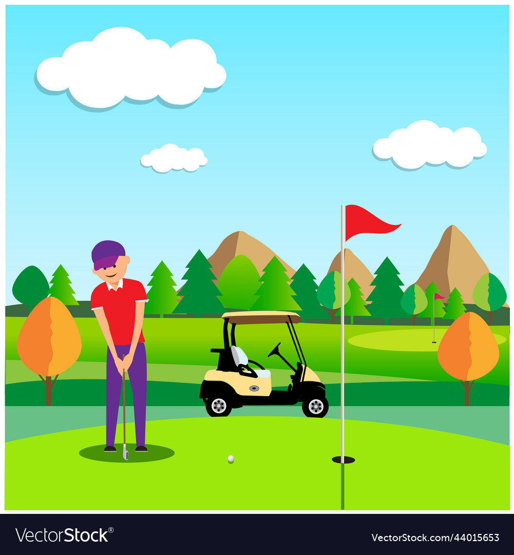 Cartoon Golf Course Royalty Free Vector Image - Vectorstock