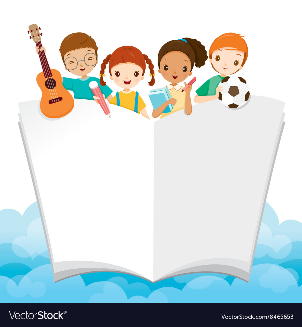 Children With School Supplies And Book Royalty Free Vector