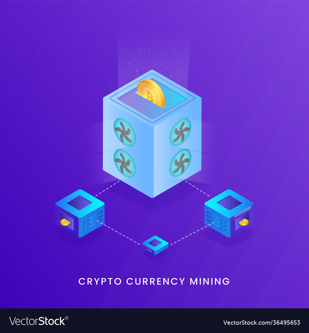 Crypto currency mining concept with 3d render