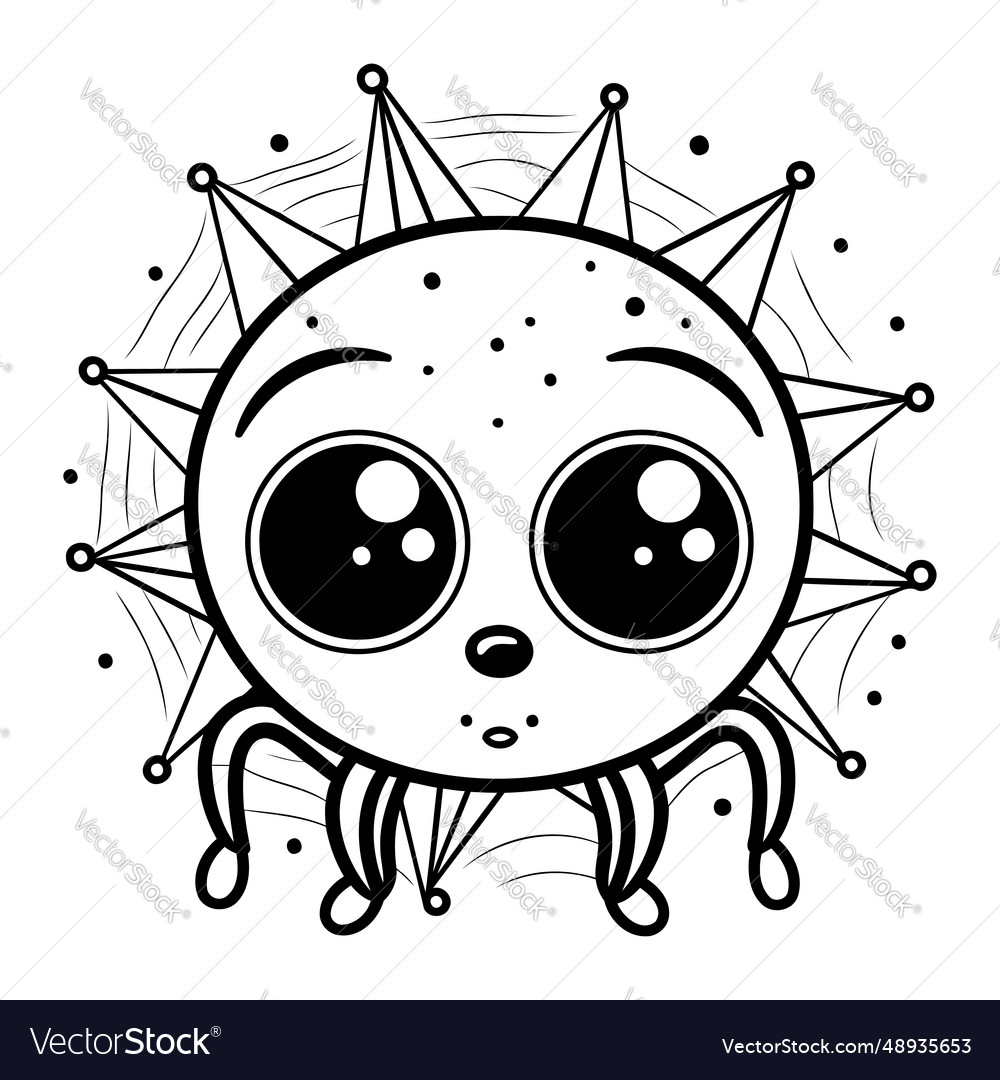 Cute kawaii sun with eyes and ears