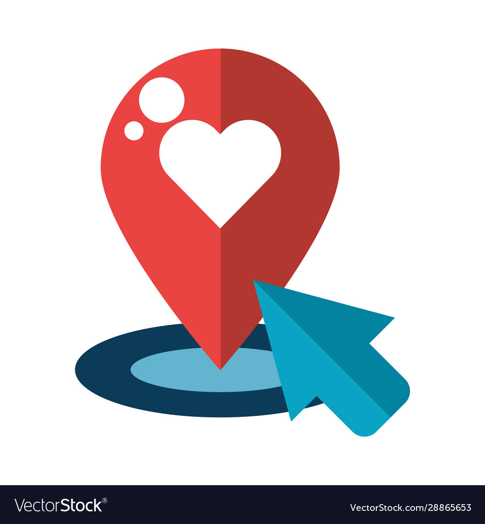 Heart love in pin location with arow pointer