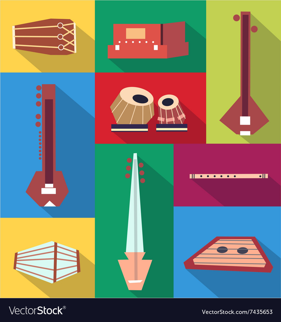 Indian instruments Royalty Free Vector Image - VectorStock