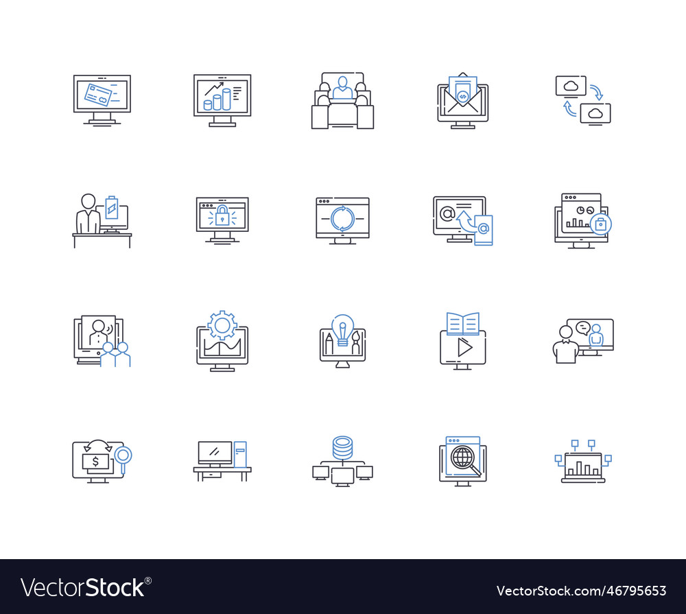 Robotics engineering line icons collection