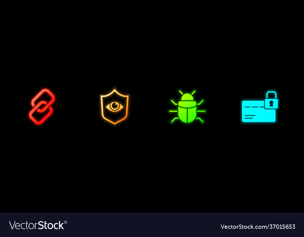 Set chain link shield and eye system bug vector image Set chain link shield and eye system bug
